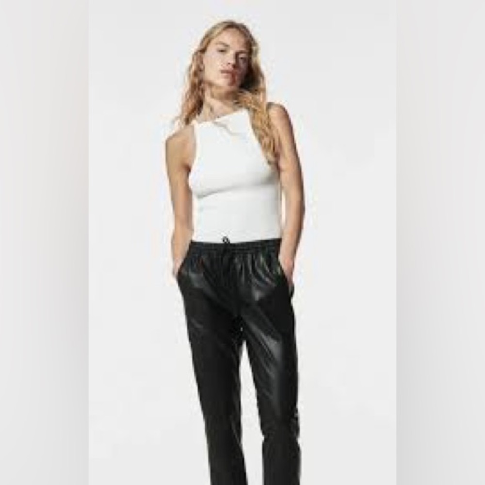 Zara faux leather black jogger
